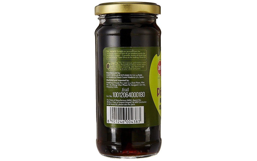 Del Monte Pitted Black Olives   Glass Jar  235 grams